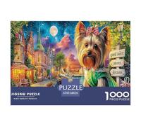Rompecabezas de descompresión para Adultos de Yorkie in Town: Yorkie Cerca del Barco y la Ciudad, Juego Educativo, decoración de Pared, 38 x 26 cm (1000 Piezas)