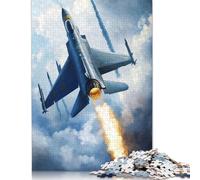 Rompecabezas de despegue de avión de Combate. Materiales respetuosos con el Medio Ambiente. 100% cartón Reciclado Mujeres y Hombres. 1000 Piezas (75 x 50 cm).