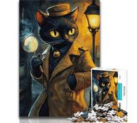 Rompecabezas de Detective Cat para Adultos y Adolescentes, Ideal para Pasar el rato en casa con Piezas aleatorias Que se entrelazan (38x26cm)