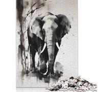 Rompecabezas de Dibujo de Tinta de Elefante, Juguetes de descompresión, Rompecabezas de cartón 100% Reciclado para Adultos, Adolescentes, Regalos para el Día del Padre, 1000 Piezas (26 x 38 cm)