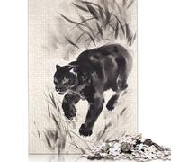 Rompecabezas de Dibujo de Tinta de Pantera, desafío difícil, 100% cartón Reciclado, Ideal para Mujeres y Hombres, Regalo para el Día de la Madre, 1000 Piezas (26 x 38 cm)