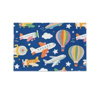 Rompecabezas de dibujos animados de aviones de aire caliente, fondo azul marino, rompecabezas para adultos, para adultos, juegos familiares, imposibles, difíciles, perfectos para noches de juegos