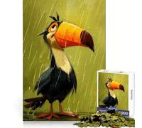 Rompecabezas de Dibujos Animados de un tucán bajo la Lluvia, 1000 Piezas, para Adolescentes, Ejercicio Mental, Ocio Lento, Cierre Seguro, Navidad (38x26cm)