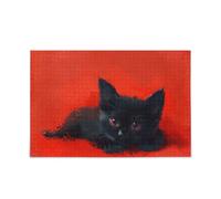 Rompecabezas de dibujos animados negros de fondo rojo para adultos, rompecabezas para adultos que se burlan del cerebro, divertido y perfecto, arte de pared, juegos difíciles, regalos para papá, mamá