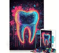 Rompecabezas de Dientes de neón con diseño Floral, 1000 Piezas, Juguete de lógica, Ideal para Momentos de Paz, Corte Suave, Regalo Premium (50x75cm)