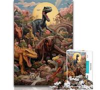 Rompecabezas de Dinosaur World para Adolescentes, 1000 Piezas, desafiantes, Divertidos y Divertidos, con póster y Hoja de Trivia a Juego, 50x75cm