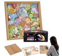 Rompecabezas de Dinosaurio de Madera, Juguetes Educativos de Colorear con Marco Fotográfico, Puzzles de Animales Niños, Niñas, Hogar, Viaje, Dormitorio y Celebraciones Temáticas