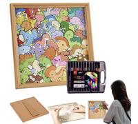 Rompecabezas de Dinosaurio de Madera, Juguetes Educativos de Colorear con Marco Fotográfico, Puzzles de Animales Niños, Niñas, Hogar, Viaje, Dormitorio y Celebraciones Temáticas