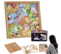 Rompecabezas de Dinosaurio de Madera, Juguetes Educativos de Colorear con Marco Fotográfico, Puzzles de Animales Niños, Niñas, Hogar, Viaje, Dormitorio y Celebraciones Temáticas