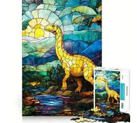 Rompecabezas de Dinosaurio de vitral de 1000 Piezas para Adultos, Juguete Intelectual, diversión Relajante, Pieza de Arte 38x52cm