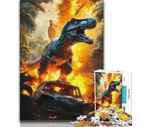 Rompecabezas de Dinosaurio en Llamas para Adultos 1000 Piezas Ideal para la interacción Entre Padres e Hijos y para Reducir el estrés 50x75cm