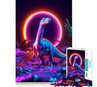 Rompecabezas de Dinosaurio neón en la Jungla para Adultos, 1000 Piezas, Juguete Inteligente para Jugar en Interiores, Corte Limpio, (50x75cm)