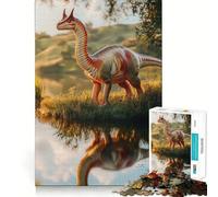 Rompecabezas de Dinosaurio Parasaurolophus Junto al Lago para Adolescentes, 1000 Piezas, Think Toy, diversión Relajante, Arte de Corte Limpio, Coleccionable (50x75cm)