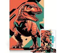 Rompecabezas de Dinosaurio T-Rex Trex Dino Dino de 1000 Piezas para Adultos Fortalece la Memoria y Alivia el estrés Pieza de Arte Bordes Finos 38x26cm