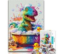 Rompecabezas de Dinosaurios bañándose, 1000 Piezas para Adolescentes Ayuda a ejercitar el Cerebro Juguetes adictivos para Cultivar la Paciencia Juego de desafío único (50x75cm)