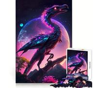 Rompecabezas de Dinosaurios de Cuento de Hadas neón para Adolescentes, 1000 Piezas, Juguete de lógica de Tren, cómodo y Relajante, Corte Suave, Regalo para Festivales (38x26cm)