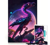 Rompecabezas de Dinosaurios de Cuento de Hadas neón para Adolescentes, 1000 Piezas, Juguete de lógica de Tren, cómodo y Relajante, Corte Suave, Regalo para Festivales (38x26cm)