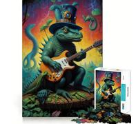 Rompecabezas de Dinosaurios psicodélicos con música, 1000 Piezas para Adultos, para estimular la Memoria, para Pasar un Buen rato, para armar una Obra de Arte 38x52cm