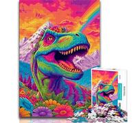 Rompecabezas de Dinosaurios psicodélicos para Adultos y Adolescentes, 1000 Piezas, para Entrenar tu Cerebro y Tus Manos, Regalo de cumpleaños, 50x75cm