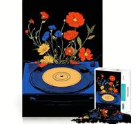 Rompecabezas de Disco de Vinilo con Flores 1000 Piezas Entrenamiento Mental Divertido de Corte Limpio componentes Resistentes Entretenimiento cautivador para Disfrutar en casa (38x26cm)