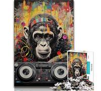 Rompecabezas de DJ Monkey para Adolescentes 1000 Piezas para Adultos y Adolescentes Juego Familiar antiestrés desafío difícil Regalo de Amigo Secreto (50x75cm)