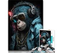Rompecabezas de DJ Monkey para Adultos 1000 Piezas diseño Vibrante y único una Experiencia Relajante y desafiante (38x26cm)