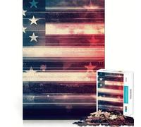 Rompecabezas de Doble exposición de la Bandera Estadounidense,1000 Piezas,Divertido y sin Rebabas,Ideal para Noches tranquilas (50x75cm)