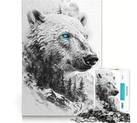 Rompecabezas de Doble exposición de Oso Polar de 1000 Piezas para Adultos Juguete Inteligente para armar Juntos Diversión con Corte preciso Exhibición artística (50x75cm)