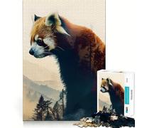 Rompecabezas de Doble exposición del Panda Rojo para Adultos, 1000 Piezas, Juguete Que desafía la Mente, Entretenimiento Suave, Corte preciso, Regalo Memorable (38x26cm)