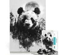 Rompecabezas de Doble exposición Panda para Adultos, 1000 Piezas, estimula la Memoria, Juego Relajante, Corte Premium, (38x52cm)