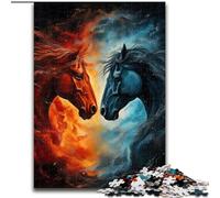 Rompecabezas de Dos Caballos de Fuego de 1000 Piezas para Adultos, Regalo, Juego desafiante y Educativo para Jugar en Familia, cumpleaños y Navidad (26x38cm)