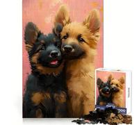 Rompecabezas de Dos Cachorros de Pastor alemán para Adultos, 1000 Piezas, agudeza Mental, diversión fácil, Ajuste preciso, (50x75cm)