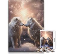 Rompecabezas de Dos Lobos Enamorados para Adultos, 1000 Piezas, desafío Mental, Juego de Aprendizaje, Sorpresa reflexiva para Celebraciones, tamaño 38x52cm