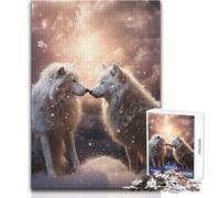 Rompecabezas de Dos Lobos Enamorados para Adultos, 1000 Piezas, desafío Mental, Juego de Aprendizaje, Sorpresa reflexiva para Celebraciones, tamaño 50x75cm