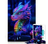 Rompecabezas de dragón arcoíris Vibrante,1000 Piezas,Juego de concentración Mental,diseño de Ajuste Huecos,desafío Cerebral Interactivo para el hogar (38x52cm)