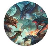 Rompecabezas de Dragon Battle Royale de 1000 Piezas para Adultos Navidad, Halloween, Pascua y Año Nuevo (67,5x67,5cm)