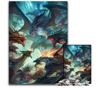Rompecabezas de Dragon Battle Royale de 1000 Piezas para Adultos. Rompecabezas imposibles para Adultos, decoración del hogar, Entrenamiento Mental y Regalos navideños, 50x75cm/19,68x29,52 Pulgadas.