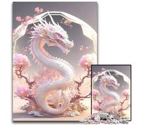 Rompecabezas de dragón Chino de Cristal de 1000 Piezas para Adultos Rompecabezas difíciles para decoración del hogar Entrenamiento Mental Regalos navideños (1000 Piezas 75 x 50 cm)