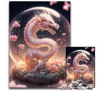 Rompecabezas de dragón Chino de Cristal de 1000 Piezas para Adultos Rompecabezas Imposible para Adultos Ideal para Parejas Navidad Año Nuevo y San Valentín 1000 Piezas (38x26cm)