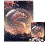 Rompecabezas de dragón Chino de Cristal para Adultos 1000 Piezas de Madera Ideal para Actividades Familiares decoración del hogar 1000 Piezas (75 x 50 cm)