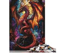 Rompecabezas de dragón de 500 Piezas con vitrales para Adultos y Rompecabezas de Madera. Juego Educativo Familiar. 500 Piezas (52 x 38 cm).