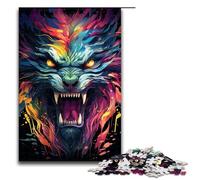 Rompecabezas de dragón de Fuego psicodélico Colorido de 1000 Piezas Divertido Rompecabezas para la Familia Gran Regalo para fanáticos del Anime Regalo para Adultos de 1000 Piezas.
