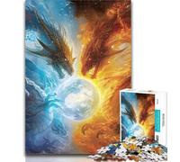 Rompecabezas de dragón de Hielo y Fuego de 1000 Piezas para Adolescentes, hogar, para días lluviosos, Regalo de cumpleaños 26x38cm