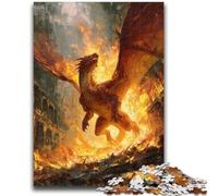 Rompecabezas de dragón de Llamas de 1000 Piezas para Adolescentes, un Regalo desafiante y difícil para Toda la Familia (38x26cm)