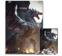 Rompecabezas de dragón de Metal de Furia para Adultos, 1000 Piezas de cartón, Ideal para diversión Familiar, Juegos de Fiesta y Regalos de cumpleaños, 26x38cm/10,23x14,96 Pulgadas.