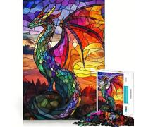 Rompecabezas de dragón de vidrieras para Adolescentes, 1000 Piezas, Juguete de lógica, diversión Relajante, Bordes Suaves, Regalo de cumpleaños 38x26cm