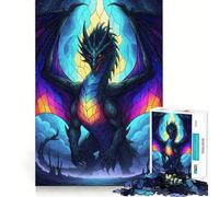 Rompecabezas de dragón de vitral con alas Coloridas para Adolescentes, 1000 Piezas, Pure Logic Toy, Quiet Calm Clean Cut, decoración de Pared 38x52cm