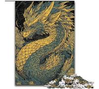 Rompecabezas de dragón Dorado para Adultos, 1000 Piezas Un Juego desafiante, Toda la Familia (26x38cm)
