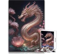 Rompecabezas de dragón en Flor de Cerezo, 1000 Piezas para Adolescentes, Aprendizaje Consciente, Juego Divertido, Celebraciones alegres, tamaño 38x52cm