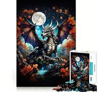 Rompecabezas de dragón místico de 1000 Piezas para Adolescentes Mejora la Memoria, sin estrés, Bordes Ajustados, decoración de Pared (50x75cm)